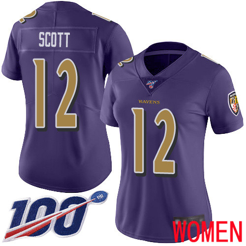 Baltimore Ravens Limited Purple Women Jaleel Scott Jersey NFL Football 12 100th Season Rush Vapor Untouchable